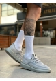 MirgeShoes Gri Erkek Tarz Spor Ayakkabı Özel Örgü Triko Kalın GRİ Taban MRG010602693
