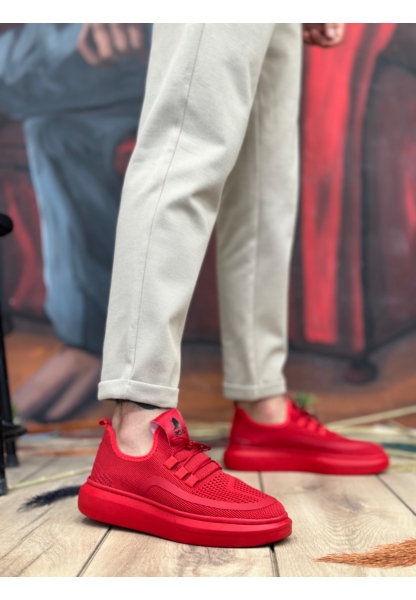 MRG0375 Özel Örme Triko Tarz Kırmızı Renk Spor Ayakkabı 