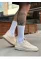 MirgeShoes Krem Erkek Tarz Spor Ayakkabı Özel Örgü Triko Kalın KRM Taban MRG010602693
