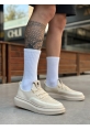 MirgeShoes Krem Erkek Tarz Spor Ayakkabı Özel Örgü Triko Kalın KRM Taban MRG010602693
