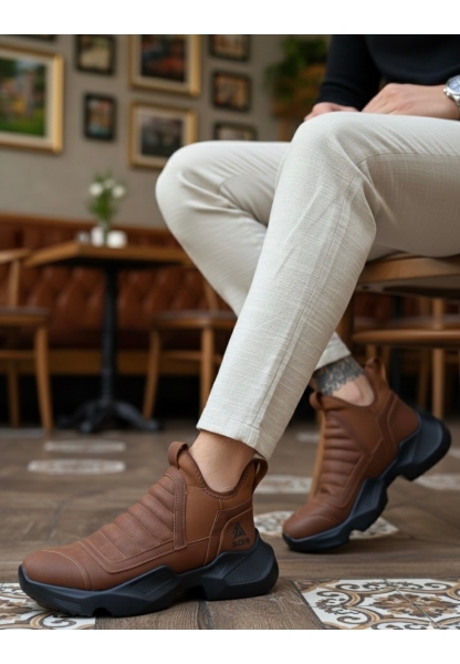 MirgeShoes Taba Bağcıksız Erkek Spor Yarım Bilek Bot Rahat Yüksek SYH Taban MRG010602719