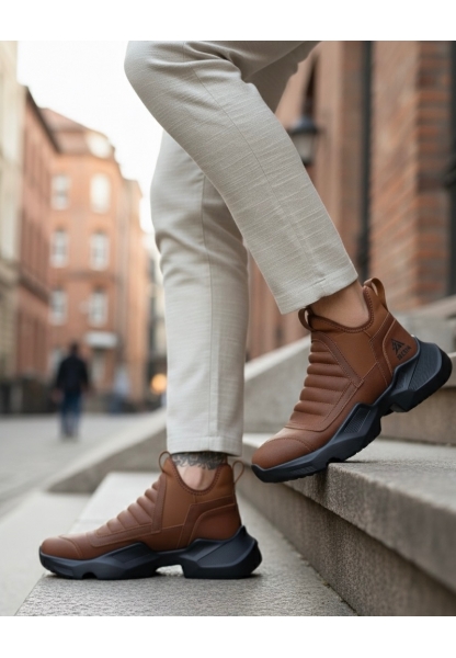 MirgeShoes Taba Bağcıksız Erkek Spor Yarım Bilek Bot Rahat Yüksek SYH Taban MRG010602719