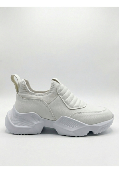 MRG0402 Bağcıksız Rahat Yüksek Taban Beyaz Erkek Spor Yarım Bilek Bot