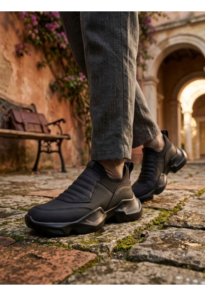 MRG0402 Bağcıksız Rahat Yüksek Taban Erkek Spor Yarım Bilek Bot