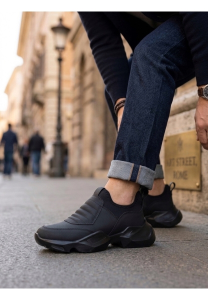 MRG0402 Bağcıksız Rahat Yüksek Taban Erkek Spor Yarım Bilek Bot