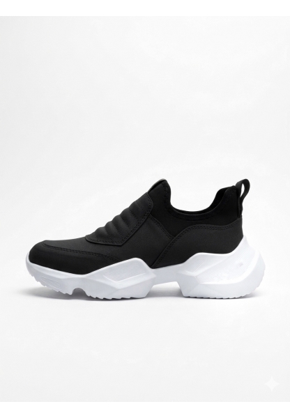 MRG0402 Bağcıksız Rahat Yüksek Taban Siyah Erkek Spor Yarım Bilek Bot