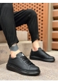 MirgeShoes Siyah Bağcıklı Erkek Spor Ayakkabı Kalın Yüksek SYH Taban MRG010602741