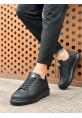 MirgeShoes Siyah Bağcıklı Erkek Spor Ayakkabı Kalın Yüksek SYH Taban MRG010602741
