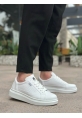 MirgeShoes Beyaz Bağcıklı Erkek Spor Ayakkabı Kalın Yüksek BYZ Taban MRG010602741