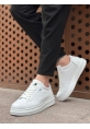 MirgeShoes Beyaz Bağcıklı Erkek Spor Ayakkabı Kalın Yüksek BYZ Taban MRG010602741