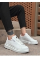 MirgeShoes Beyaz Bağcıklı Erkek Spor Ayakkabı Kalın Yüksek BYZ Taban MRG010602741