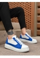 MirgeShoes Beyaz-Mavi Bağcıklı Erkek Spor Ayakkabı Kalın Yüksek BYZ Taban MRG010602741
