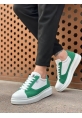 MirgeShoes Beyaz-Yeşil Bağcıklı Erkek Spor Ayakkabı Kalın Yüksek BYZ Taban MRG010602741