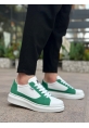 MirgeShoes Beyaz-Yeşil Bağcıklı Erkek Spor Ayakkabı Kalın Yüksek BYZ Taban MRG010602741