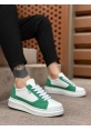 MirgeShoes Beyaz-Yeşil Bağcıklı Erkek Spor Ayakkabı Kalın Yüksek BYZ Taban MRG010602741