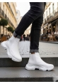 MirgeShoes Beyaz Bağcıksız Erkek Spor Bilek Bot Rahat Yüksek BYZ Taban MRG010602762