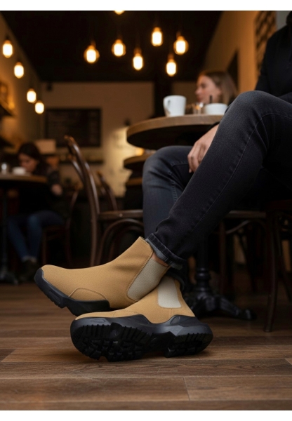MirgeShoes Camel Bağcıksız Erkek Spor Bilek Bot Rahat Yüksek SYH Taban MRG010602762