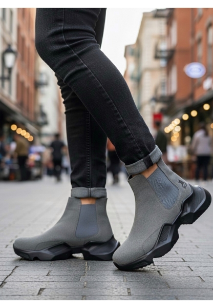 MirgeShoes Füme Bağcıksız Erkek Spor Bilek Bot Rahat Yüksek SYH Taban MRG010602762