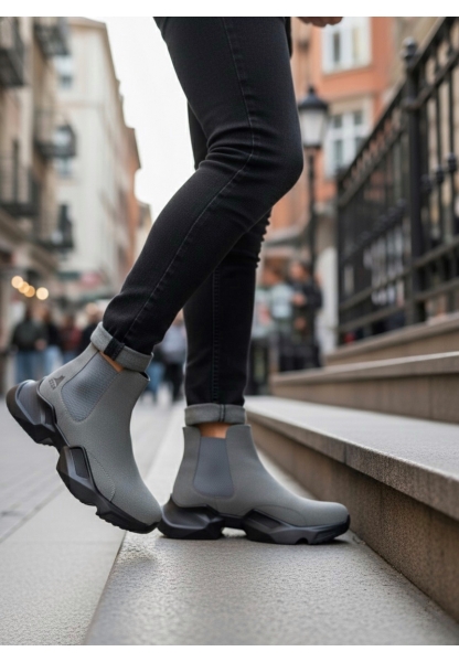 MirgeShoes Füme Bağcıksız Erkek Spor Bilek Bot Rahat Yüksek SYH Taban MRG010602762