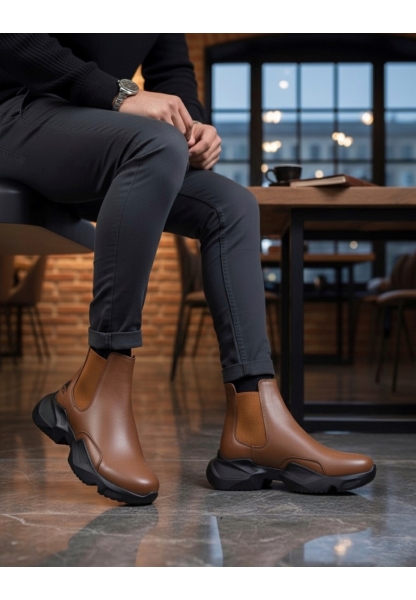 MirgeShoes Taba Bağcıksız Erkek Spor Bilek Bot Rahat Yüksek SYH Taban MRG010602762