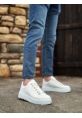 MirgeShoes Beyaz Çengel Bağcıklı Erkek Günlük Ayakkabı Yüksek Kalın BYZ Taban MRG010602823