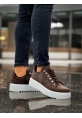 MirgeShoes Kahve Çengel Bağcıklı Erkek Günlük Ayakkabı Yüksek Kalın BYZ Taban MRG010602823
