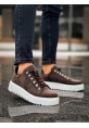 MirgeShoes Kahve Çengel Bağcıklı Erkek Günlük Ayakkabı Yüksek Kalın BYZ Taban MRG010602823