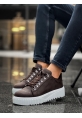 MirgeShoes Kahve Çengel Bağcıklı Erkek Günlük Ayakkabı Yüksek Kalın BYZ Taban MRG010602823