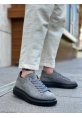 MirgeShoes Gri Bağcıklı Erkek Spor Ayakkabı Süet Deri Kalın Yüksek SYH Taban MRG010602865