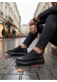 MirgeShoes Siyah Bağcıklı Erkek Spor Ayakkabı Kalın Yüksek SYH Taban MRG010602866