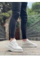 MirgeShoes Beyaz Bağcıklı Erkek Spor Ayakkabı Kalın Yüksek BYZ Taban MRG010602866