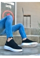 MirgeShoes Siyah Bağcıklı Erkek Spor Ayakkabı Kalın Yüksek BYZ Taban MRG010602866