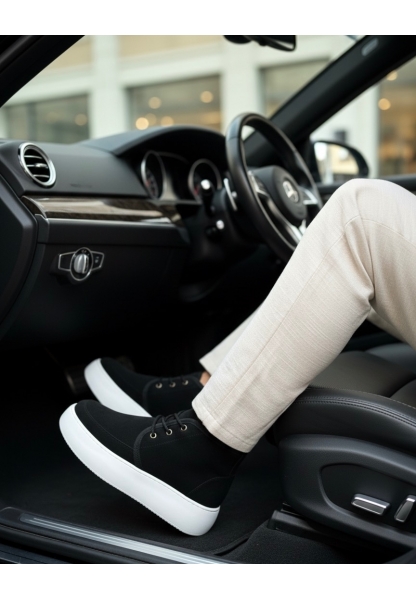 MirgeShoes Siyah Bağcıklı Erkek Tarz Spor Bot İçi Kürklü Süet Kalın BYZ Taban MRG010602868