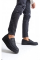 MirgeShoes Siyah Bağcıksız Erkek Loafer Ayakkabı Kuşaklı Yüksek SYHs Taban MRG010602898