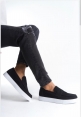 MirgeShoes Siyah Bağcıksız Erkek Loafer Ayakkabı Süet Kuşaklı Yüksek BYZ Taban MRG010602898