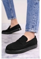 MirgeShoes Siyah Bağcıksız Erkek Loafer Ayakkabı Süet Kuşaklı Yüksek SYH Taban MRG010602898