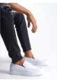 MirgeShoes Beyaz Bağcıksız Erkek Loafer Ayakkabı Kuşaklı Yüksek BYZ Taban MRG010602898