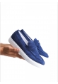 MirgeShoes Lacivert Bağcıksız Erkek Loafer Ayakkabı Süet Kuşaklı Yüksek BYZ Taban MRG010602898