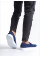 MirgeShoes Lacivert Bağcıksız Erkek Loafer Ayakkabı Süet Kuşaklı Yüksek BYZ Taban MRG010602898