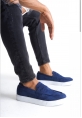 MirgeShoes Lacivert Bağcıksız Erkek Loafer Ayakkabı Süet Kuşaklı Yüksek BYZ Taban MRG010602898