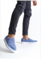 MirgeShoes Mavi Bağcıksız Erkek Loafer Ayakkabı Süet Kuşaklı Yüksek BYZ Taban MRG010602898