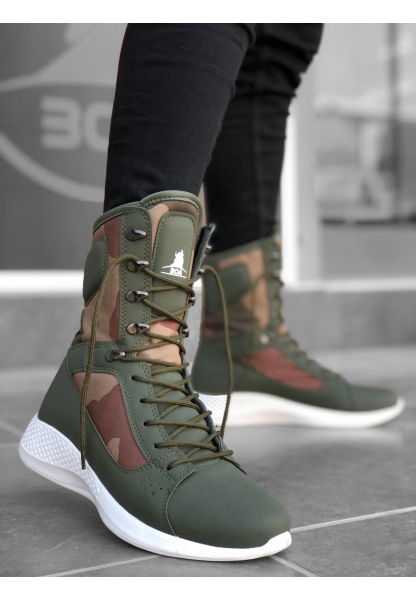 MRG0600 Bağcıklı Haki Kamuflaj Boksör Unisex Spor Postal Bot