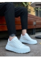 MirgeShoes Beyaz Bağcıklı Erkek Günlük Ayakkabı Kalın Yüksek BYZ Taban MRG010602984