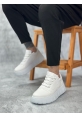 MirgeShoes Beyaz Bağcıklı Erkek Günlük Ayakkabı Kalın Yüksek BYZ Taban MRG010602984
