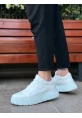 MirgeShoes Beyaz Bağcıklı Erkek Günlük Ayakkabı Kalın Yüksek BYZ Taban MRG010602984