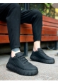 MirgeShoes Siyah Bağcıklı Erkek Günlük Ayakkabı Kalın Yüksek SYH Taban MRG010602984