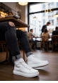 MirgeShoes Beyaz Bağcıklı Erkek Tarz Spor Bot Günlük Rahat Kalın BYZ Taban MRG010603031