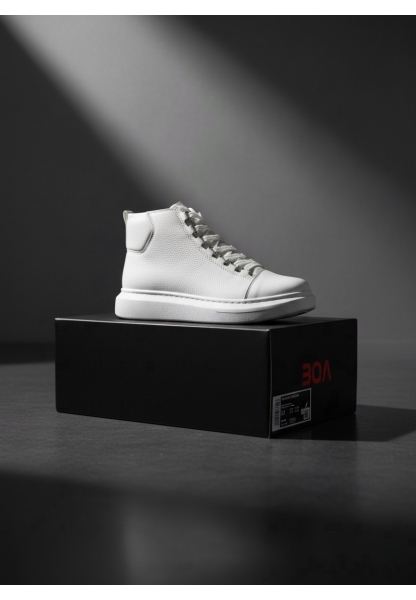 MirgeShoes Beyaz Bağcıklı Erkek Tarz Spor Bot Günlük Rahat Kalın BYZ Taban MRG010603031