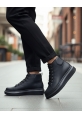MirgeShoes Siyah Bağcıklı Erkek Tarz Spor Bot Günlük Rahat Kalın SYH Taban MRG010603031