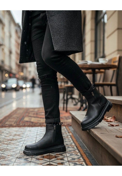 MirgeShoes Siyah Çift Fermuarlı Erkek Yarım Bilek Bot Termo SYH Taban MRG010603095